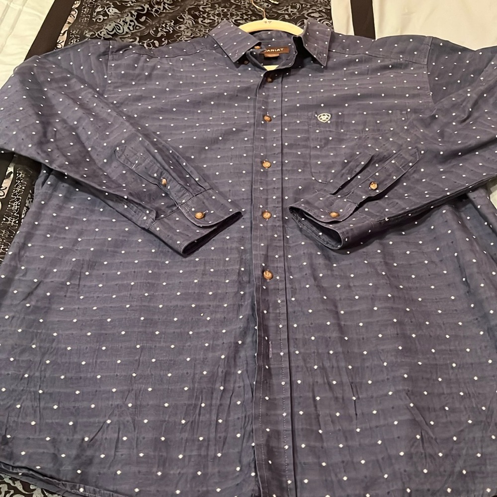 Ariat Men’s Gatham LS Print Shirt Blue Size XL, nice